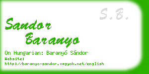 sandor baranyo business card